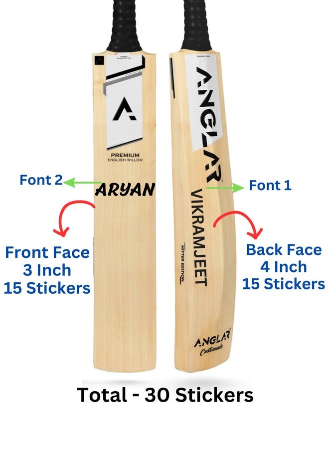 Yellow Nuts Cricket Bat Stickers 30 Pcs Personalize Name Stickers 30 pcs Sprts Kit Bag Gear L Guard Hammer Helmet Waterproof Labels - Image 2